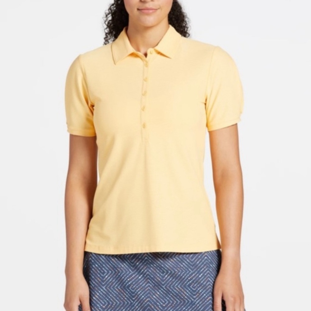 NWOT CALIA Puff Sleeve Golf Polo Shirt XL Peachy Melon